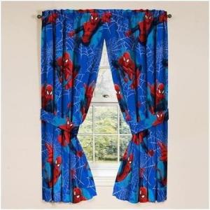 imageJay Franco Marvel Spiderman Astonish 63 Window DraperyCurtain 4pc Set 2 Panels 2 Tie Backs