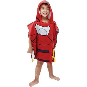 imageJay Franco Marvel Super Hero Adventures Iron Man Kids BathPoolBeach Hooded Poncho  Super Soft ampamp Absorbent Cotton Towel Measures 22 x 22 Inches Official Marvel Product