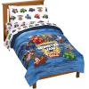 imageJay Franco Thomas ampamp Friends Rail Run 4 Piece Toddler Bed Set  Includes Comforter ampamp Sheet Set Bedding  Super Soft Fade Resistant Microfiber Official Mattel ProductBlue  Monster Jam