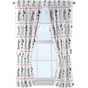 imageDisney Mickey Mouse Jersey White 4 Piece 63quot CurtainDrapes Set 2 Panels 2 Tiebacks