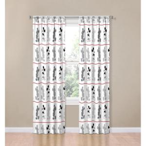 imageDisney Mickey Mouse Jersey White 4 Piece 84quot CurtainDrapes Set 2 Panels 2 Tiebacks
