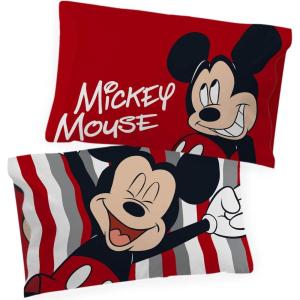 imageJay Franco Disney Mickey Mouse Stripe 2 Pack Pillowcase  DoubleSided Kids Super Soft Bedding Official Disney Product