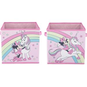 imageJay Franco Disney Minnie Mouse Unicorns Are Real 2 Pack Collapsible Cube Storage Bins  Kids Foldable Organizer with Handles Official Disney Product