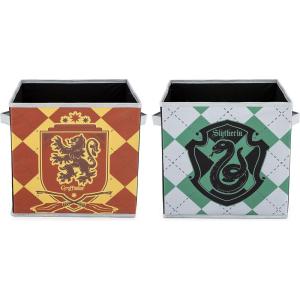 imageJay Franco Harry Potter Gryffindor Slytherin 2 Pack Collapsible Cube Storage Bins  Kids Foldable Organizer with Handles