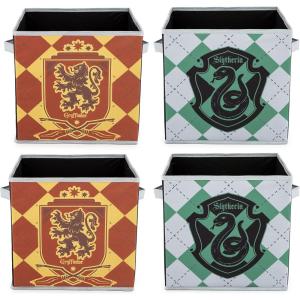 imageJay Franco Harry Potter Gryffindor Slytherin 4 Pack Collapsible Cube Storage Bins  Kids Foldable Organizer with Handles