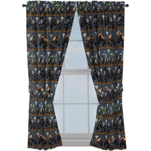 imageJay Franco Kids Window Drapes  4 Piece Curtain Set Includes 2 Tiebacks Beautiful Bedding Room Dcor and Easy Set Up Black  Monster Jam 63 Inch
