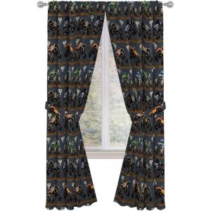 imageJay Franco Kids Window Drapes  4 Piece Curtain Set Includes 2 Tiebacks Beautiful Bedding Room Dcor and Easy Set Up Black  Monster Jam 84 Inch