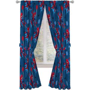 imageJay Franco Kids Window Drapes  4 Piece Curtain Set Includes 2 Tiebacks Beautiful Bedding Room Dcor and Easy Set Up Blue  Spiderman 84 Inch