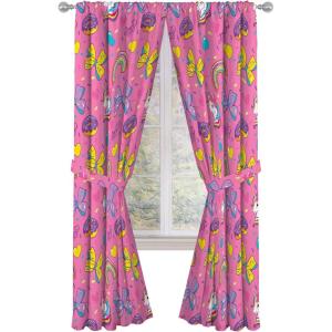 imageJay Franco Kids Window Drapes  4 Piece Curtain Set Includes 2 Tiebacks Beautiful Bedding Room Dcor and Easy Set Up Pink  JoJo Siwa 84 Inch