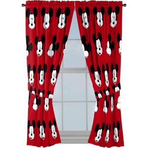 imageJay Franco Kids Window Drapes  4 Piece Curtain Set Includes 2 Tiebacks Beautiful Bedding Room Dcor and Easy Set Up Red  Mickey Mouse 63 Inch
