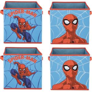 imageJay Franco Marvel Spiderman Web Hero 4 Pack Collapsible Cube Storage Bins  Kids Foldable Organizer with Handles Official Marvel Product