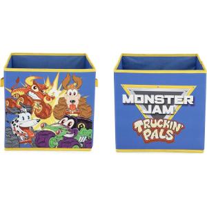 imageJay Franco Monster Jam Truckin Pals 2 Pack Collapsible Cube Storage Bins  Kids Foldable Organizer with Handles