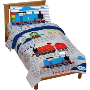imageJay Franco Thomas ampamp Friends Rail Run 4 Piece Toddler Bed Set  Includes Comforter ampamp Sheet Set Bedding  Super Soft Fade Resistant Microfiber Official Mattel ProductGray  Thomas