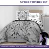 imageJay Franco Wednesday Addams Twin Size Comforter Set  5 Piece Bedding Includes Sheet Set ampamp Pillow Covers  Black ampamp White Gothic Super Soft Cozy BeddingGray  Wednesday
