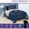 imageJay Franco Wednesday Addams Twin Size Comforter Set  5 Piece Bedding Includes Sheet Set ampamp Pillow Covers  Black ampamp White Gothic Super Soft Cozy BeddingBlue  Wednesday