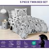 imageJay Franco Wednesday Addams Twin Size Comforter Set  5 Piece Bedding Includes Sheet Set ampamp Pillow Covers  Black ampamp White Gothic Super Soft Cozy BeddingGray  Wednesday