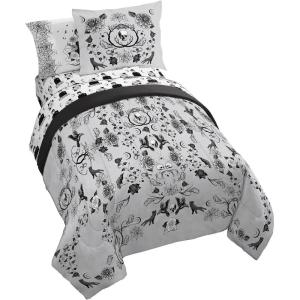 imageJay Franco Wednesday Addams Twin Size Comforter Set  5 Piece Bedding Includes Sheet Set ampamp Pillow Covers  Black ampamp White Gothic Super Soft Cozy BeddingGray  Wednesday