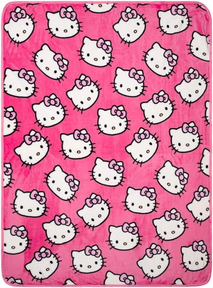 imageHello Kitty Plush Mini Pillow Buddy ampamp 46 x 60 Inch Travel Throw Set  Kids Super Soft 2 Piece Blanket Set
