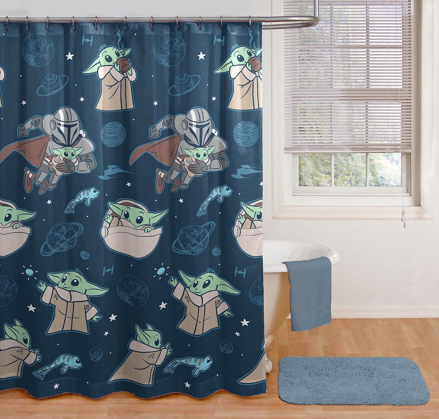 imageJay Franco Disney Encanto 2 Piece Bathroom Set  The Family Madrigal Shower Curtain ampamp Mirabel Loofah Body ScrubberBlue  Mandalorian