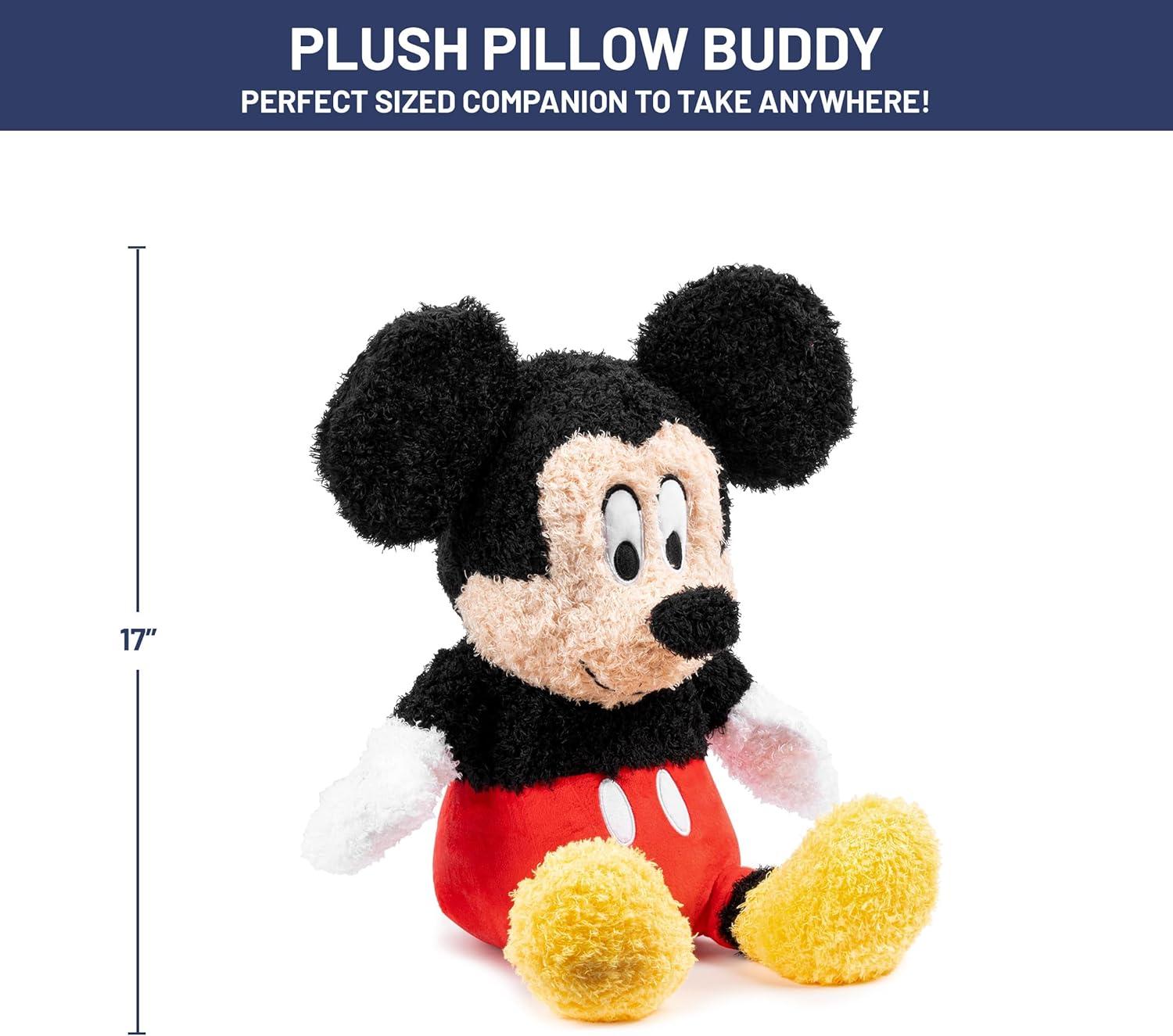 imageJay Franco Disney Mickey Mouse Fuzzy Plush Pillow Buddy  Super Soft Stuffed Pillow  Polyester Microfiber