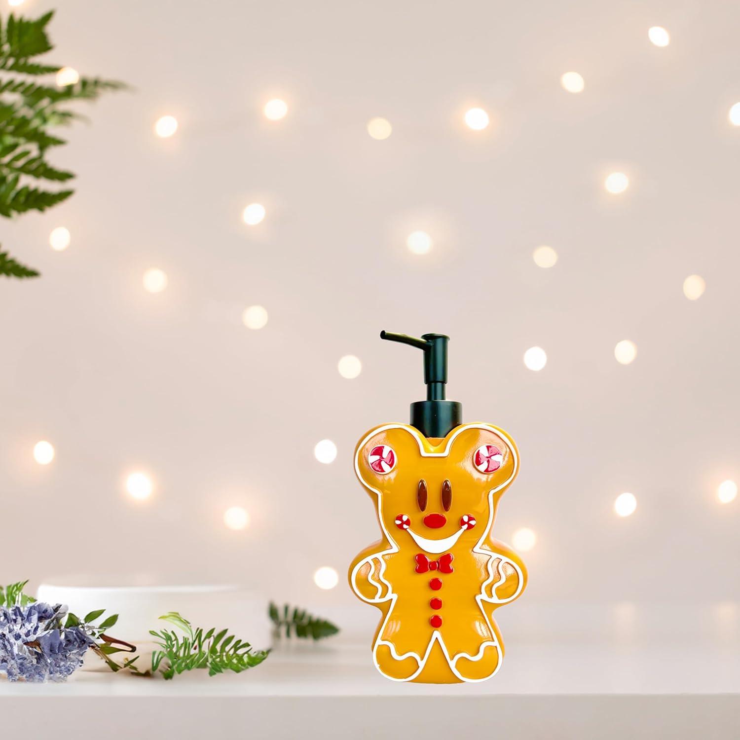 imageJay Franco Disney Mickey Mouse Gingerbread Soap Dispenser  Christmas ampamp Holiday Season Bathroom Accessory  Brown Resin Lotion Pump