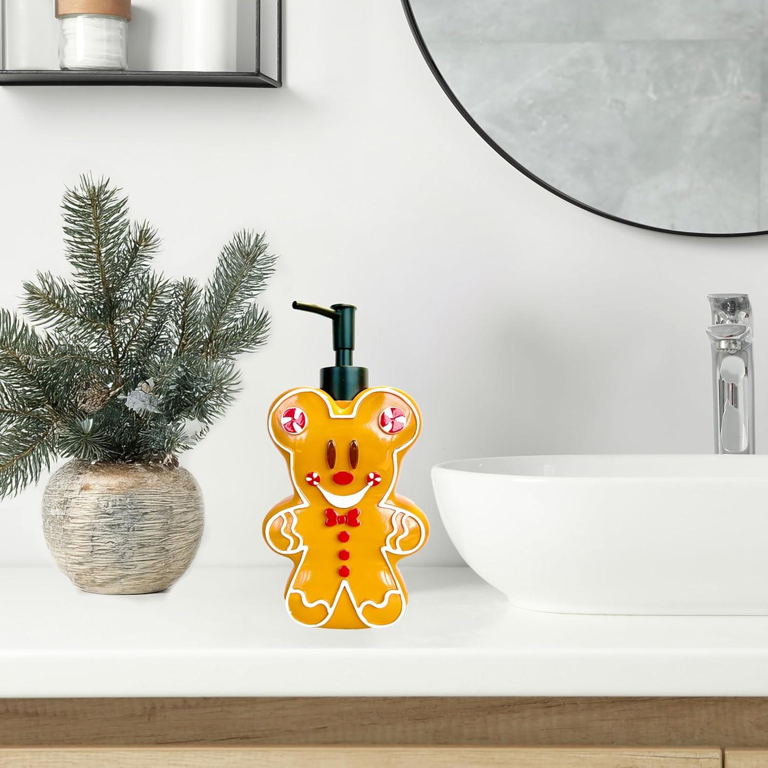 imageJay Franco Disney Mickey Mouse Gingerbread Soap Dispenser  Christmas ampamp Holiday Season Bathroom Accessory  Brown Resin Lotion Pump