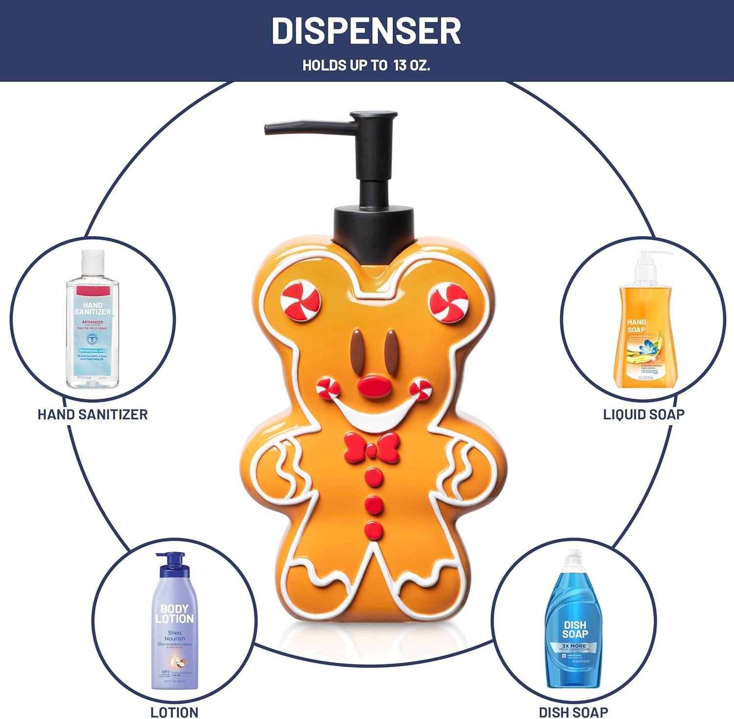 imageJay Franco Disney Mickey Mouse Gingerbread Soap Dispenser  Christmas ampamp Holiday Season Bathroom Accessory  Brown Resin Lotion Pump