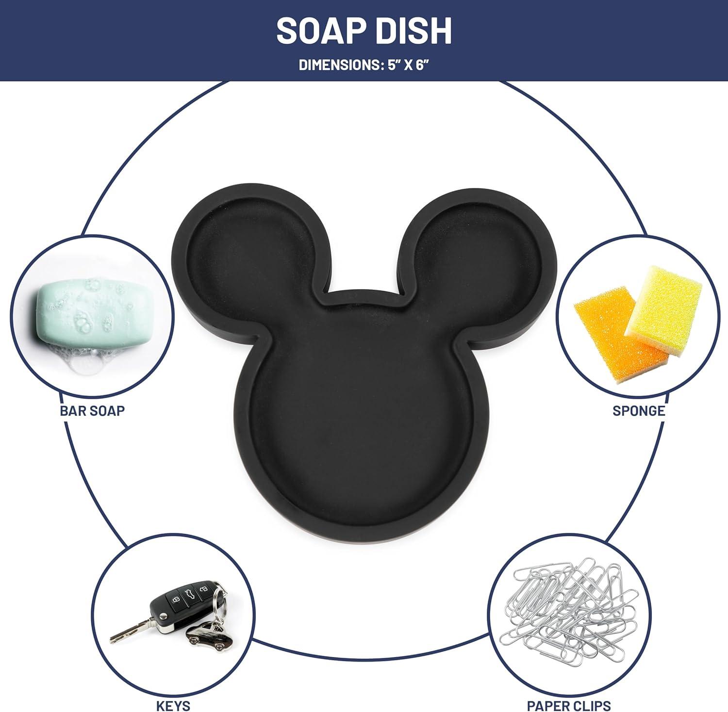 imageJay Franco Disney Mickey Mouse Soap Dish  Black Resin Sponge HolderJewelry Dish  Bathroom DcorBlack  Mickey Mouse
