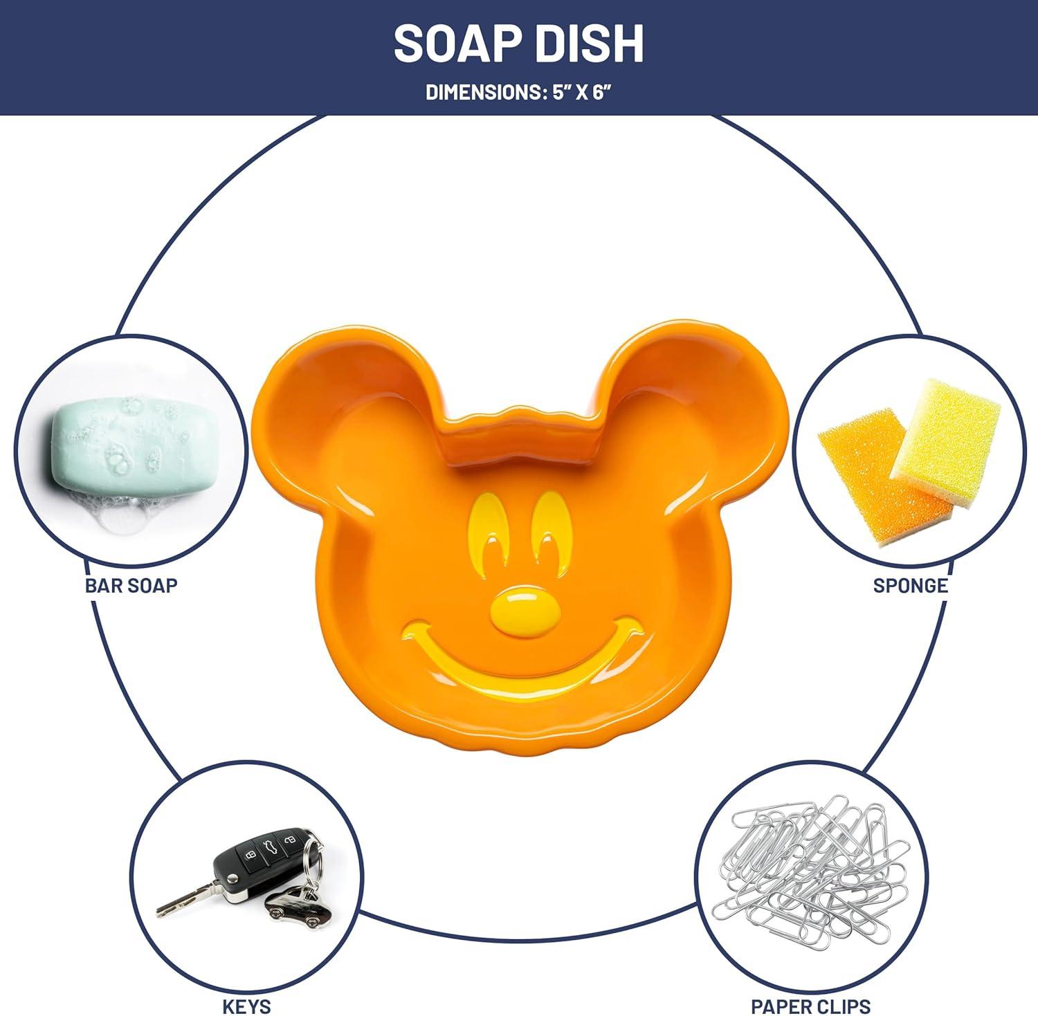 imageJay Franco Disney Mickey Mouse Soap Dish  Black Resin Sponge HolderJewelry Dish  Bathroom DcorOrange  Mickey Mouse