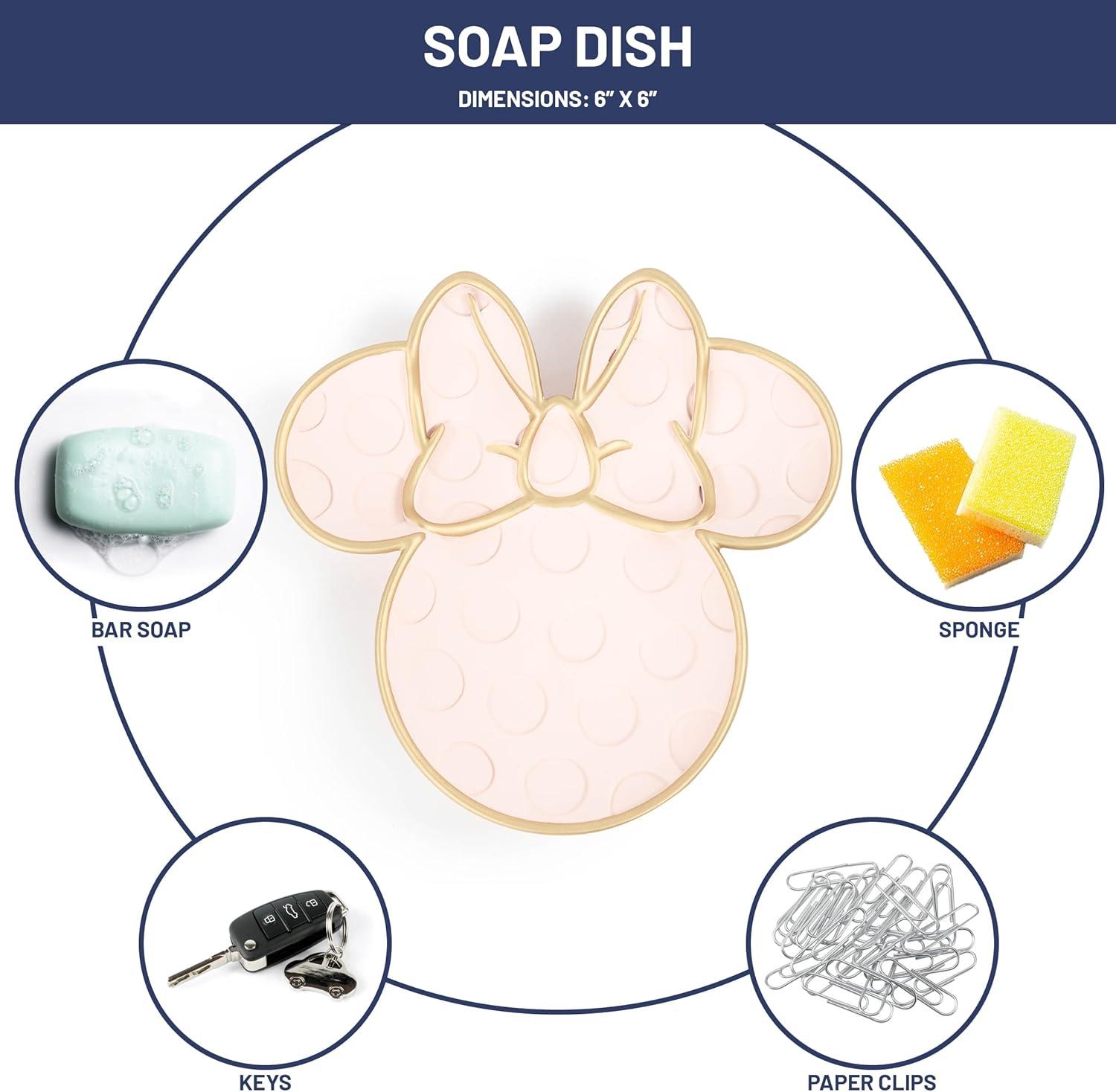 imageJay Franco Disney Mickey Mouse Soap Dish  Black Resin Sponge HolderJewelry Dish  Bathroom DcorPink  Minnie Mouse