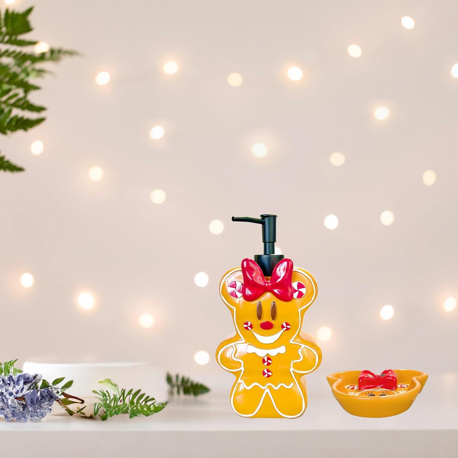 imageJay Franco Disney Minnie Mouse Gingerbread Bathroom Set  2 Piece Collection Includes Lotion Pump and Soap Dish  Christmas and Holiday Bathroom AccessoriesBrown  Minnie Mouse
