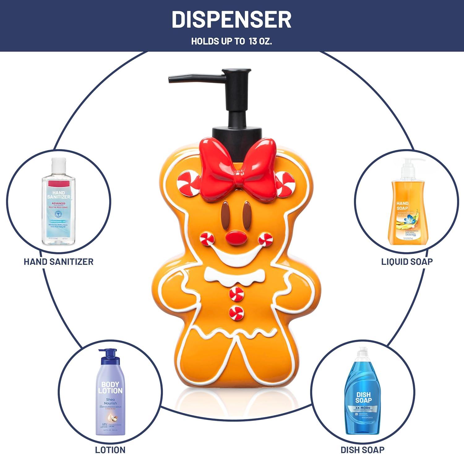 imageJay Franco Disney Minnie Mouse Gingerbread Bathroom Set  2 Piece Collection Includes Lotion Pump and Soap Dish  Christmas and Holiday Bathroom AccessoriesBrown  Minnie Mouse