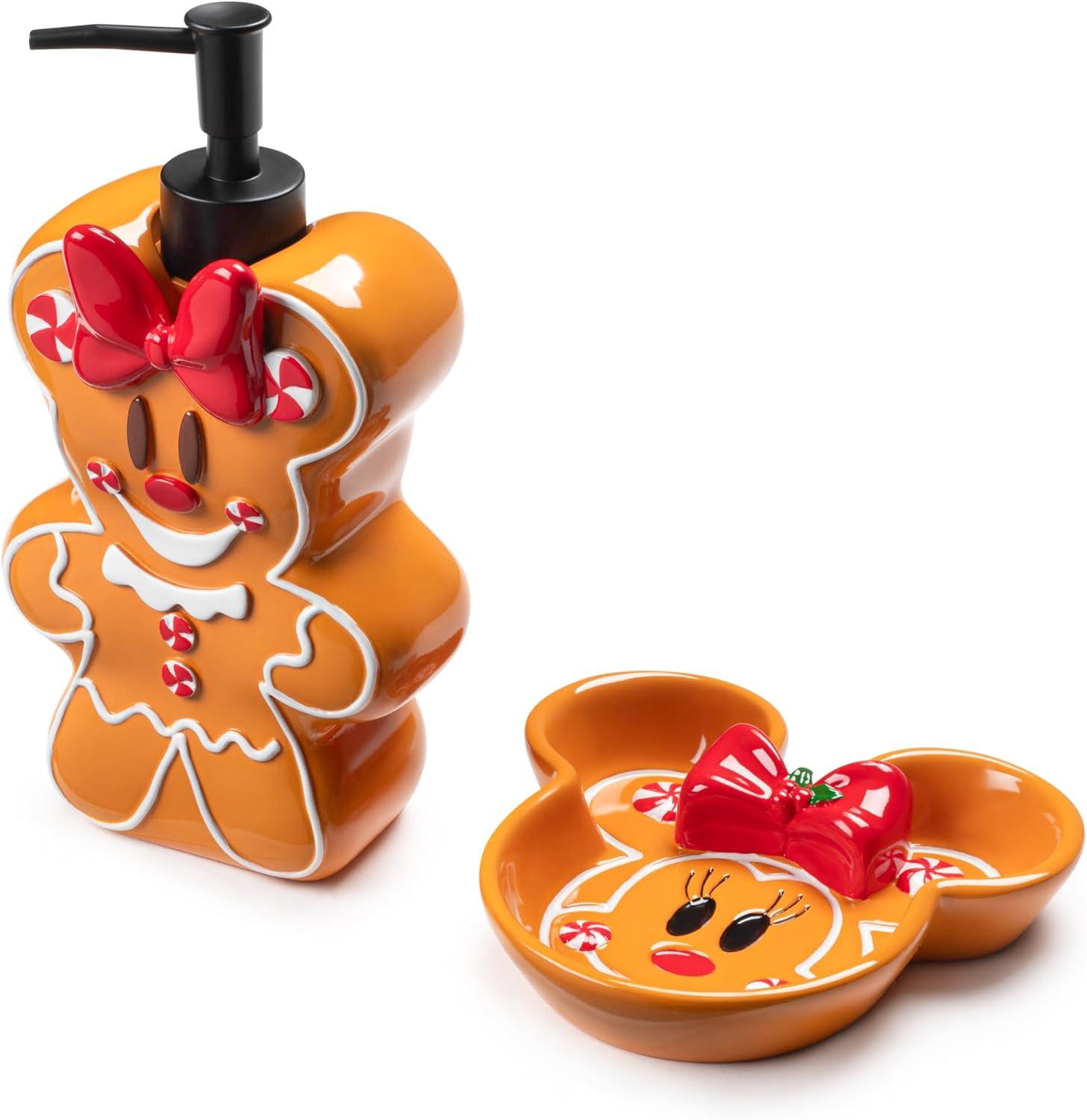 imageJay Franco Disney Minnie Mouse Gingerbread Bathroom Set  2 Piece Collection Includes Lotion Pump and Soap Dish  Christmas and Holiday Bathroom AccessoriesBrown  Minnie Mouse