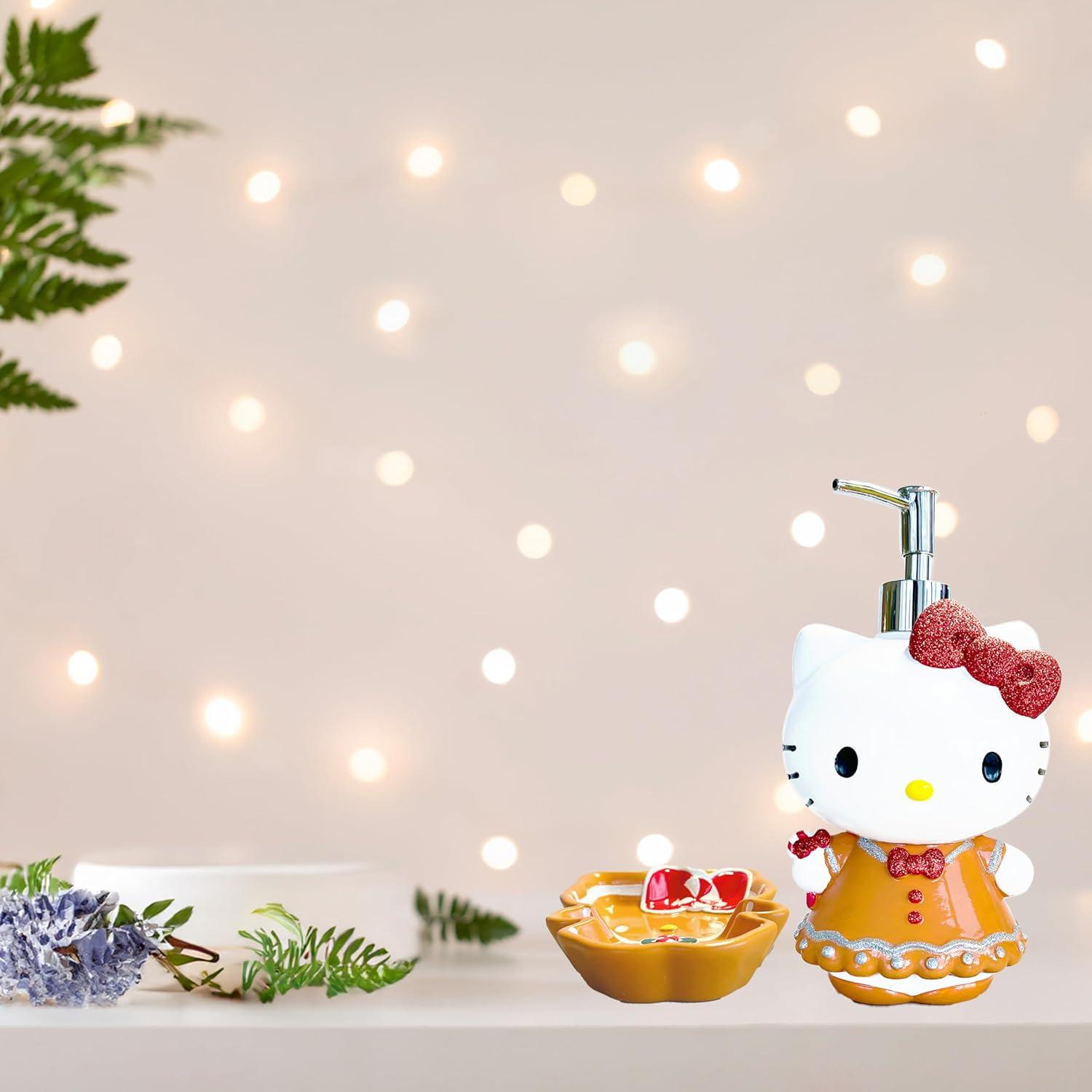 imageJay Franco Disney Minnie Mouse Gingerbread Bathroom Set  2 Piece Collection Includes Lotion Pump and Soap Dish  Christmas and Holiday Bathroom AccessoriesBrown  Hello Kitty