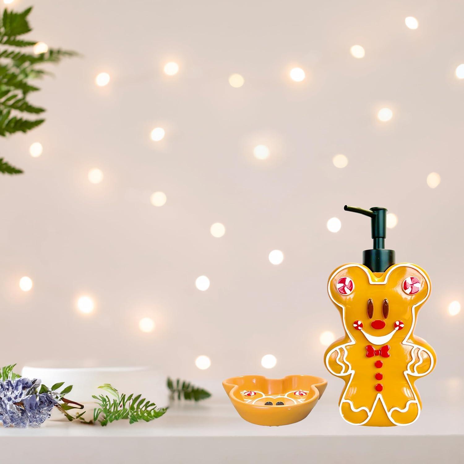imageJay Franco Disney Minnie Mouse Gingerbread Bathroom Set  2 Piece Collection Includes Lotion Pump and Soap Dish  Christmas and Holiday Bathroom AccessoriesBrown  Mickey Mouse