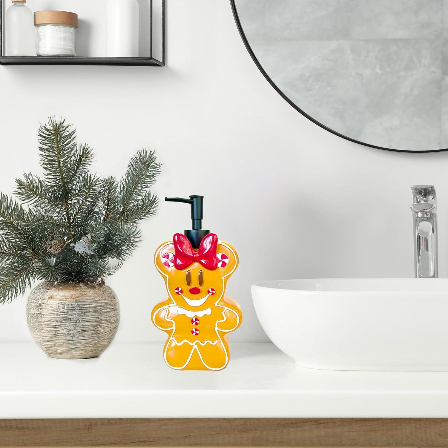 imageJay Franco Disney Minnie Mouse Gingerbread Soap Dispenser  Christmas ampamp Holiday Season Bathroom Accessory  Brown Resin Lotion Pump