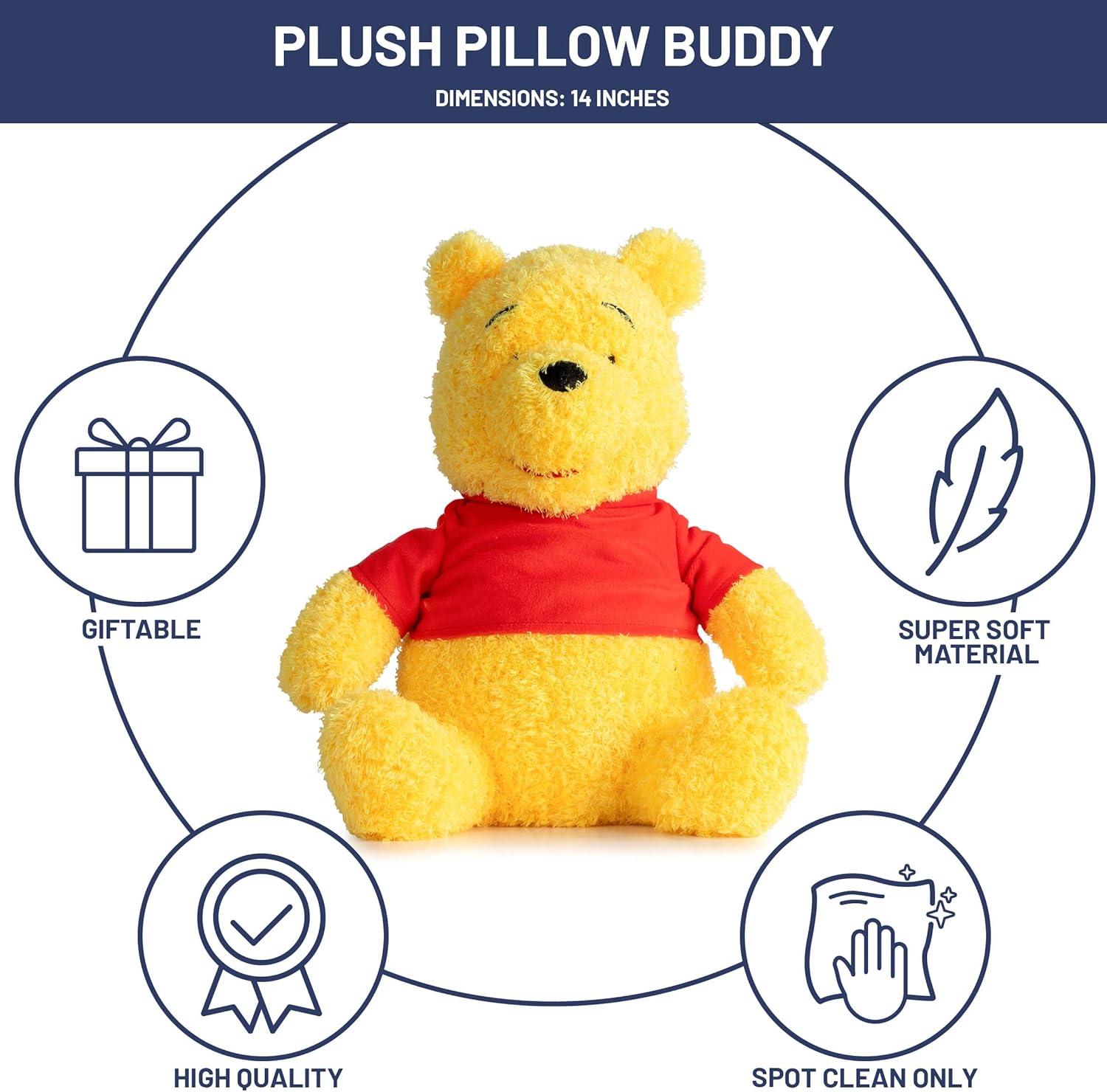 imageJay Franco Disney Plush Pillow Buddy  Soft Plushie Stuffed Pillow 14 Inches Yellow  Winnie the Pooh