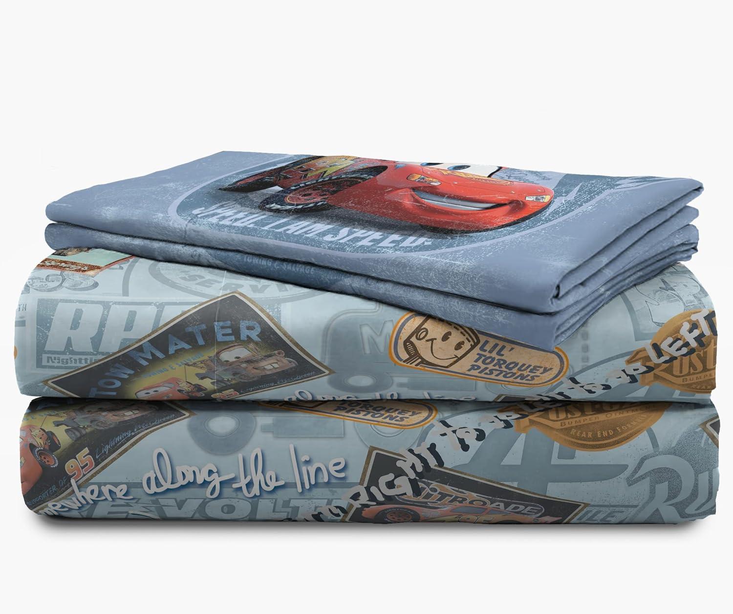 imageJay Franco DisneyPixar Cars Tune Up BlueGray 4 Piece Full Sheet Set with Lightning McQueen ampamp Mater Official DisneyPixar ProductBlue  Cars