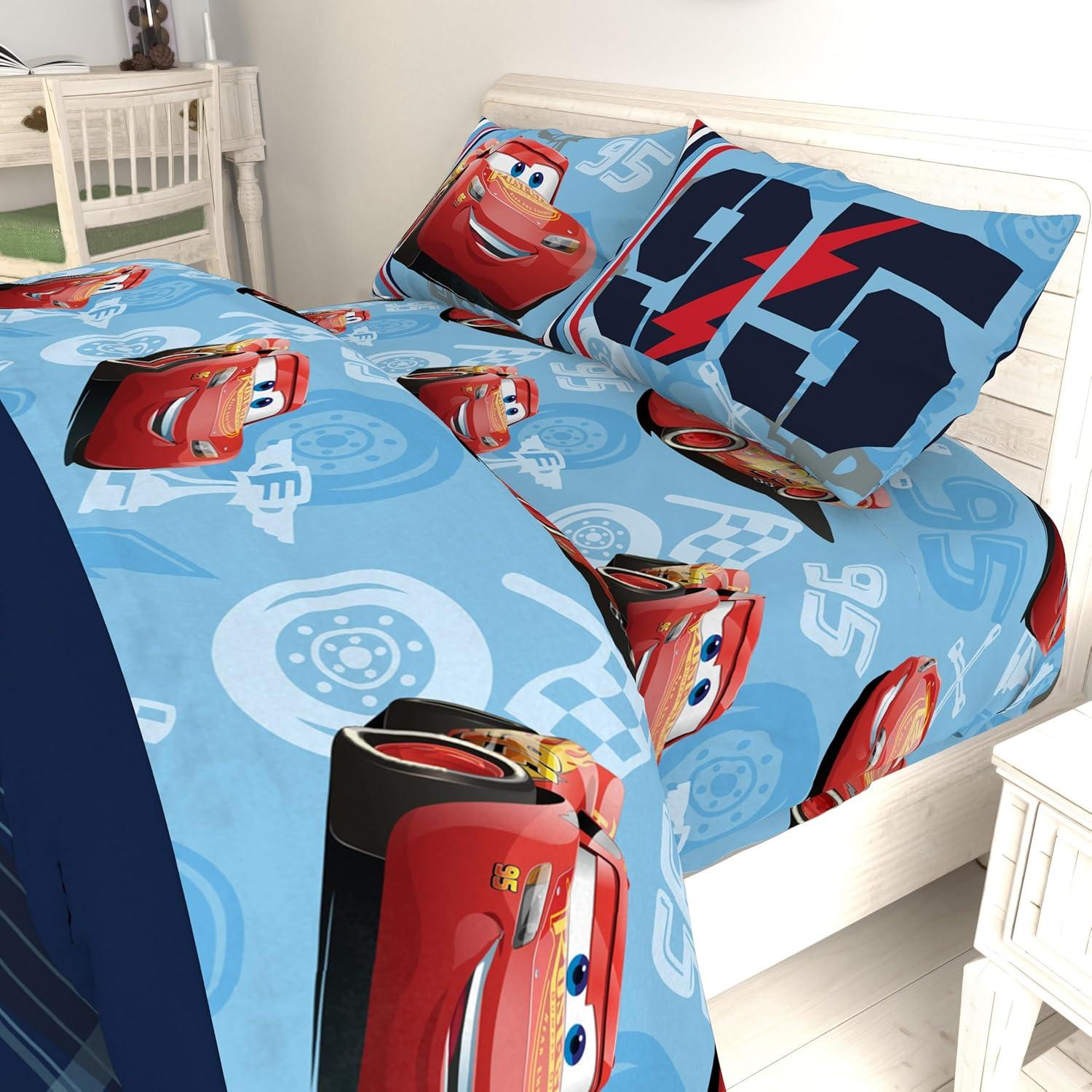 imageJay Franco DisneyPixar Cars Tune Up BlueGray 4 Piece Full Sheet Set with Lightning McQueen ampamp Mater Official DisneyPixar ProductBlue  Cars