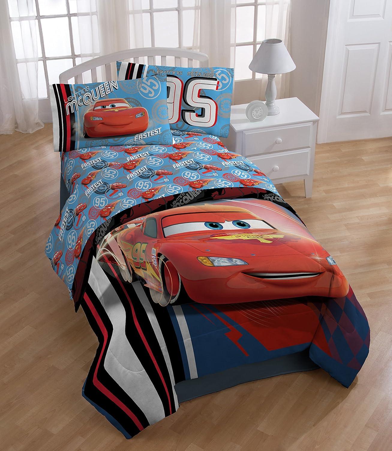 imageJay Franco DisneyPixar Cars Tune Up BlueGray 4 Piece Full Sheet Set with Lightning McQueen ampamp Mater Official DisneyPixar ProductBlue  Cars