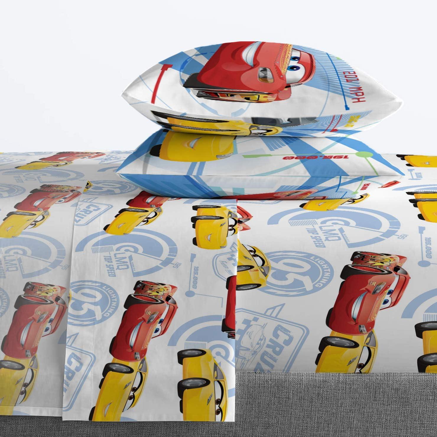 imageJay Franco DisneyPixar Cars Tune Up BlueGray 4 Piece Full Sheet Set with Lightning McQueen ampamp Mater Official DisneyPixar ProductCars Red
