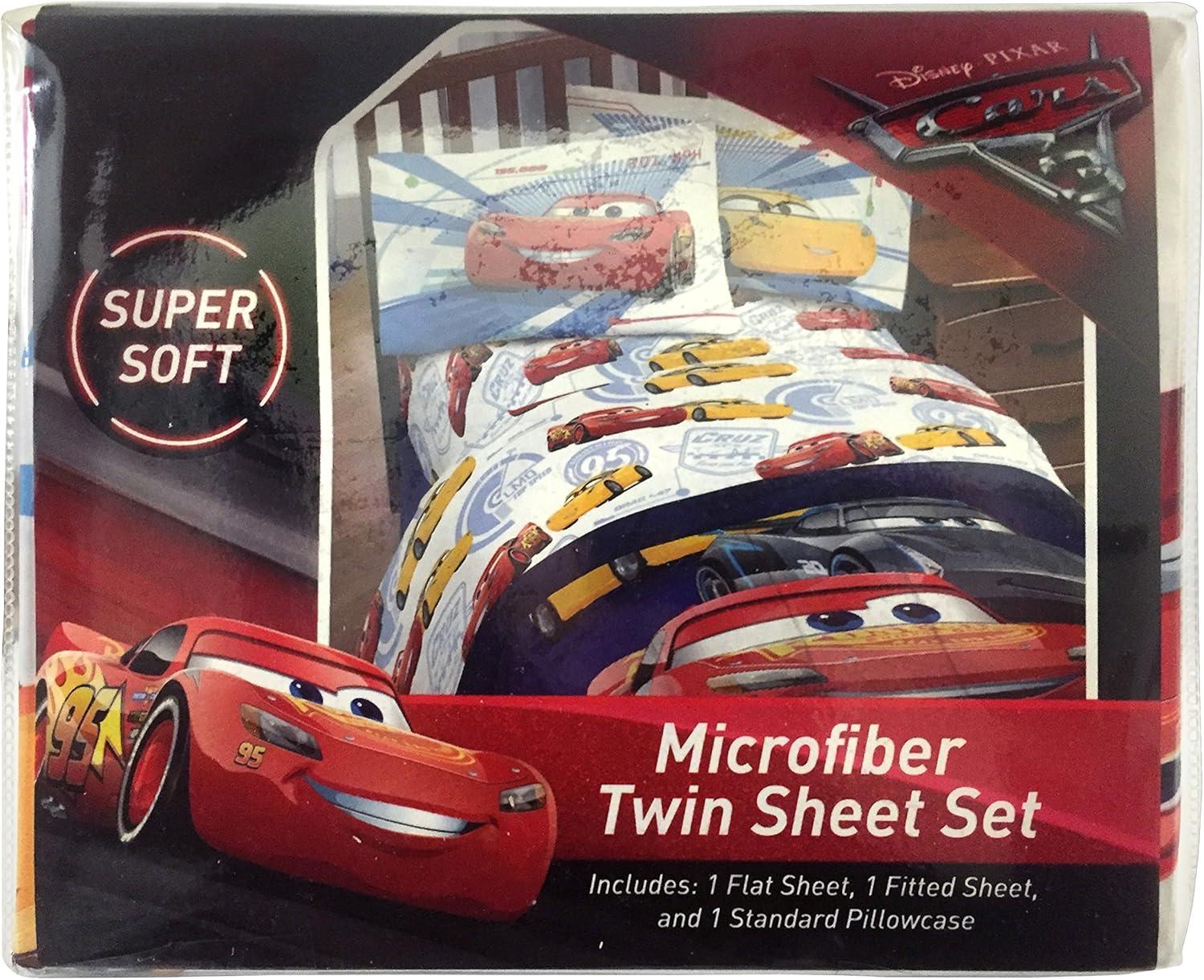 imageJay Franco DisneyPixar Cars Tune Up BlueGray 4 Piece Full Sheet Set with Lightning McQueen ampamp Mater Official DisneyPixar ProductCars Red