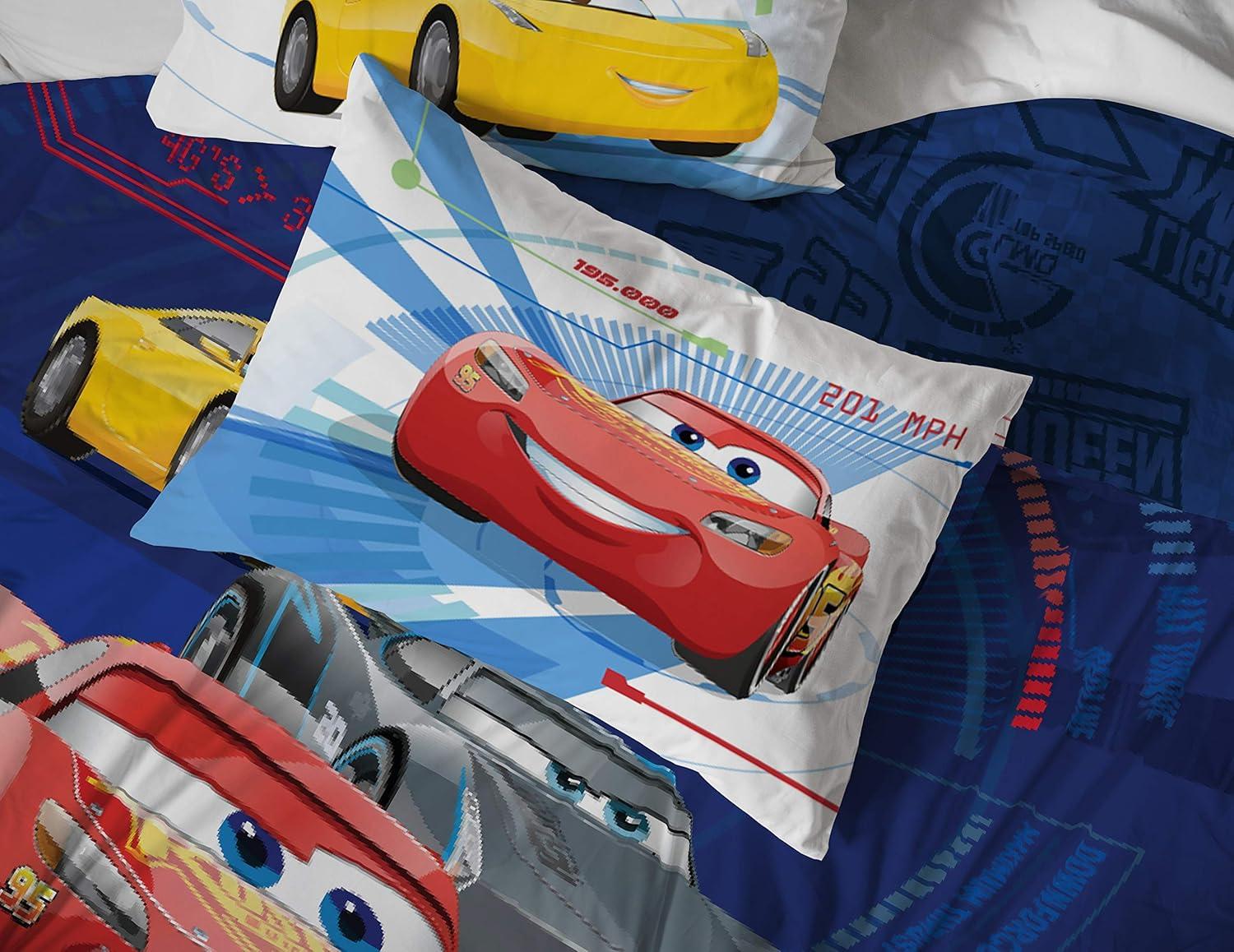 imageJay Franco DisneyPixar Cars Tune Up BlueGray 4 Piece Full Sheet Set with Lightning McQueen ampamp Mater Official DisneyPixar ProductCars Red