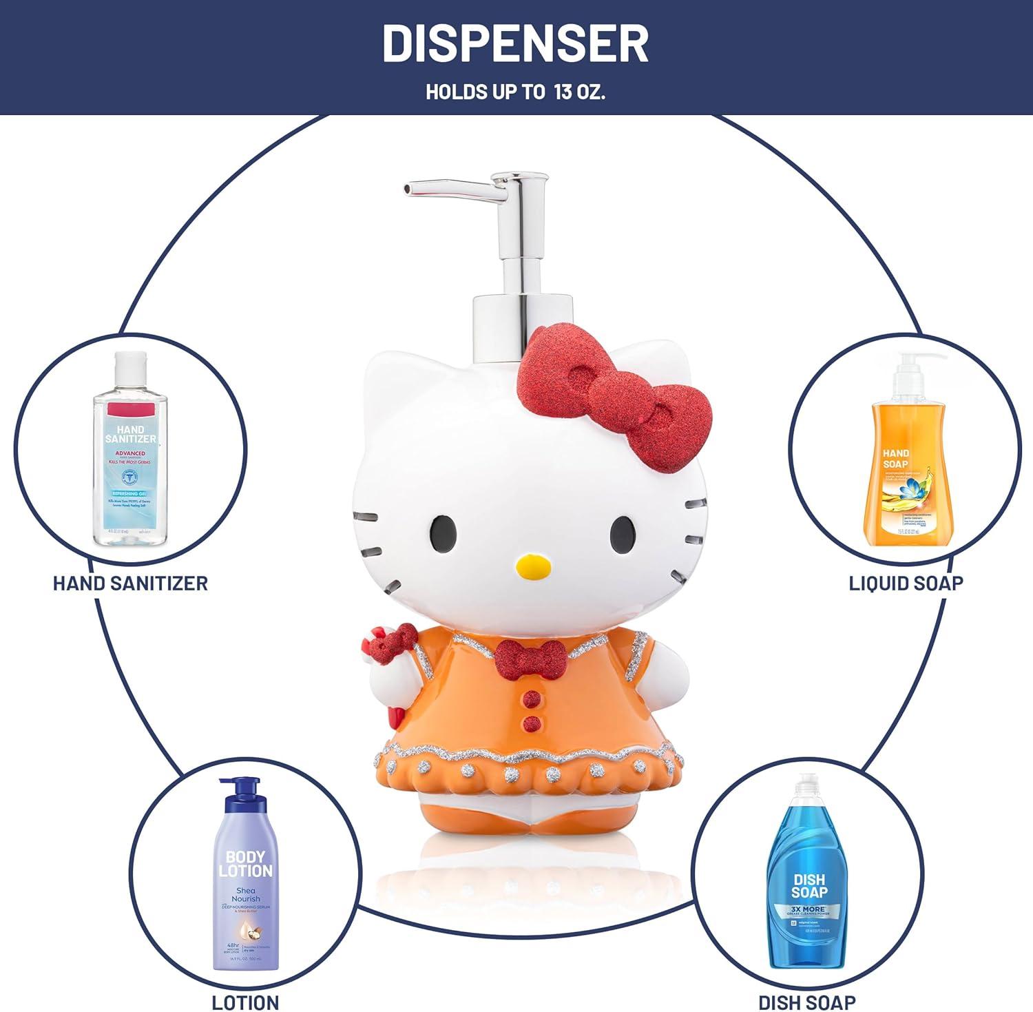 imageJay Franco Hello Kitty Candy Cane Soap Dispenser  Christmas ampamp Holiday Season Bathroom Dcor and Storage  Resin Lotion Pump