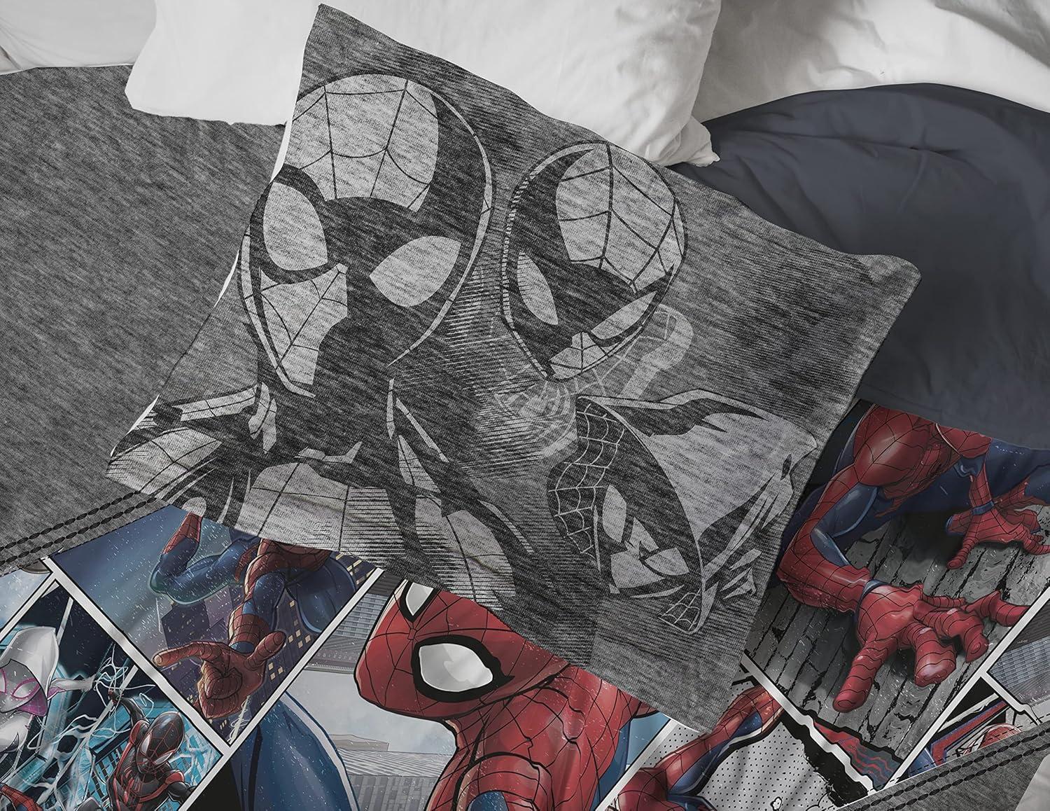imageJay Franco Marvel Comics 80th Anniversary Twin Comforter ampamp Sham Set  Super Soft Kids Reversible Bedding  Fade Resistant Microfiber Official Marvel ProductGray  Spiderman