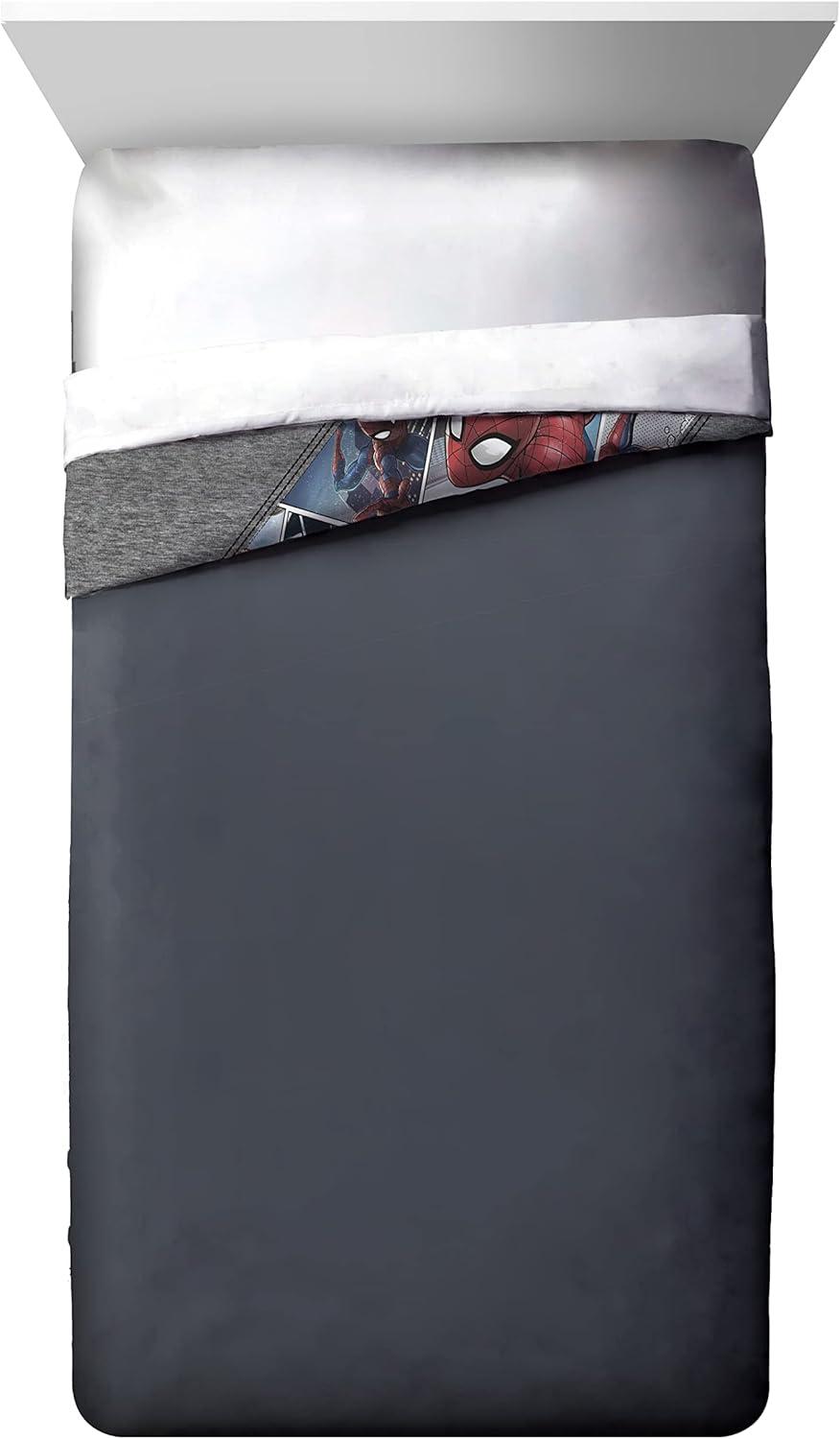 imageJay Franco Marvel Comics 80th Anniversary Twin Comforter ampamp Sham Set  Super Soft Kids Reversible Bedding  Fade Resistant Microfiber Official Marvel ProductGray  Spiderman
