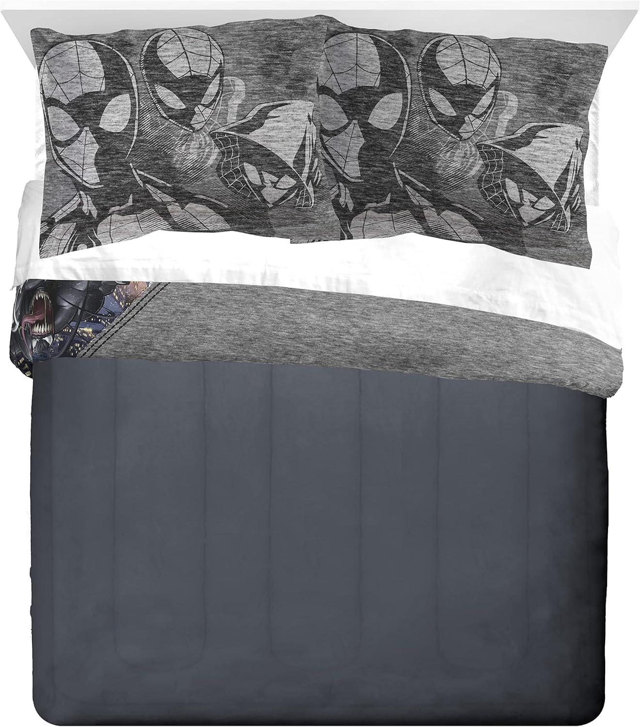 imageJay Franco Marvel Comics 80th Anniversary Twin Comforter ampamp Sham Set  Super Soft Kids Reversible Bedding  Fade Resistant Microfiber Official Marvel ProductGray  Spiderman