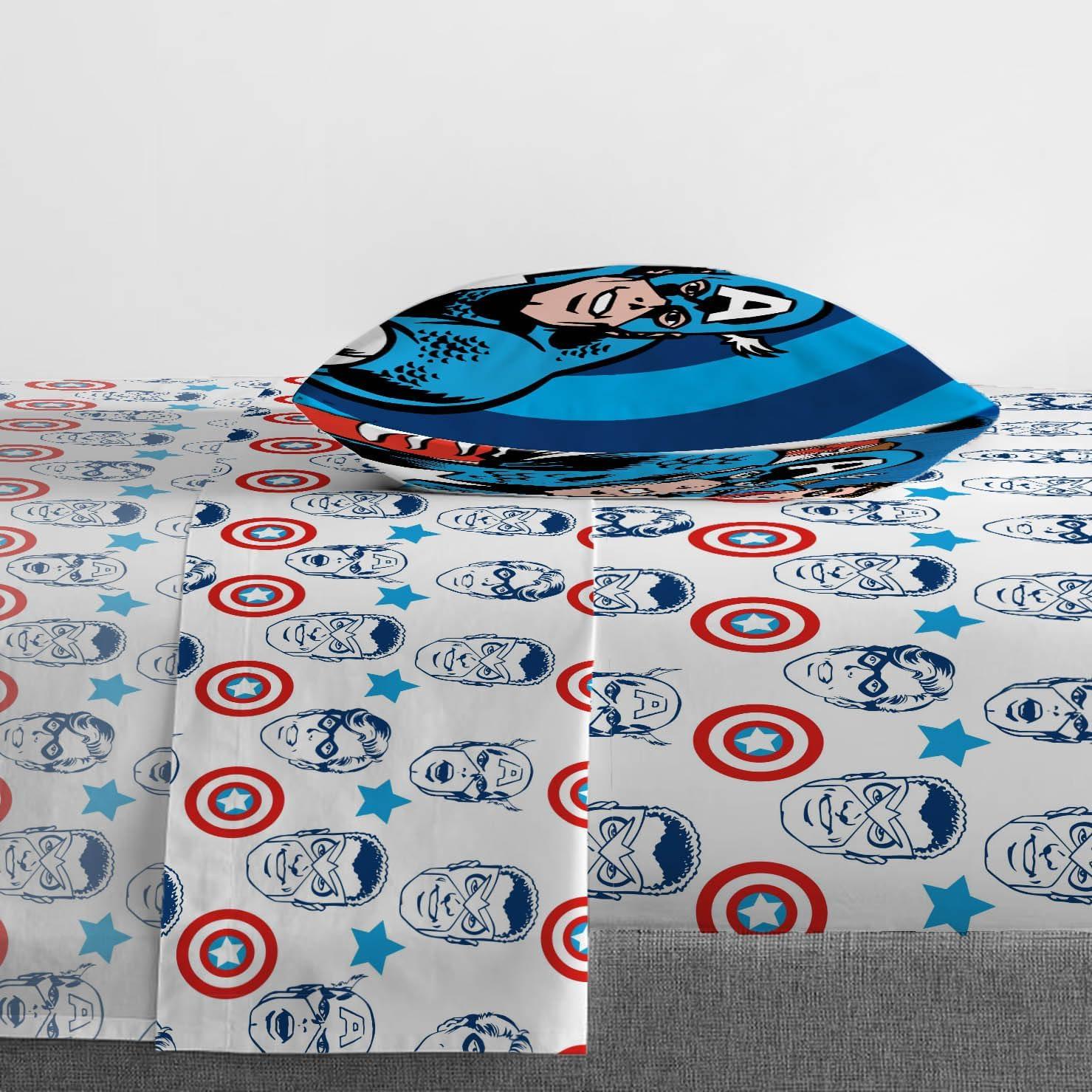 imageJay Franco Marvel Comics Captain America Twin Comforter Set  5 Piece Bed Set Includes Sheet Set ampamp Pillow Covers  Super Soft Avengers Kids BeddingBlue  Captain America