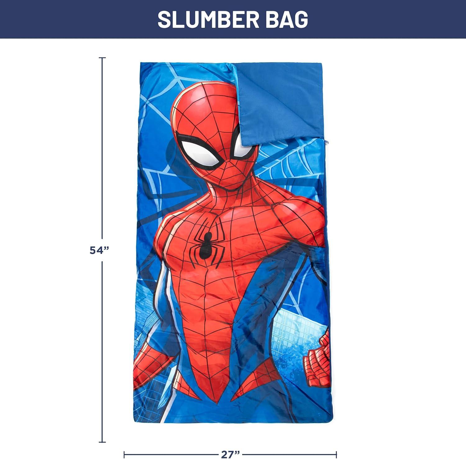 imageJay Franco Marvel Spiderman 3 Piece Sleepover Set  Cozy ampamp Warm Kids Slumber Bag with Pillow ampamp Eye Mask Official Marvel Product