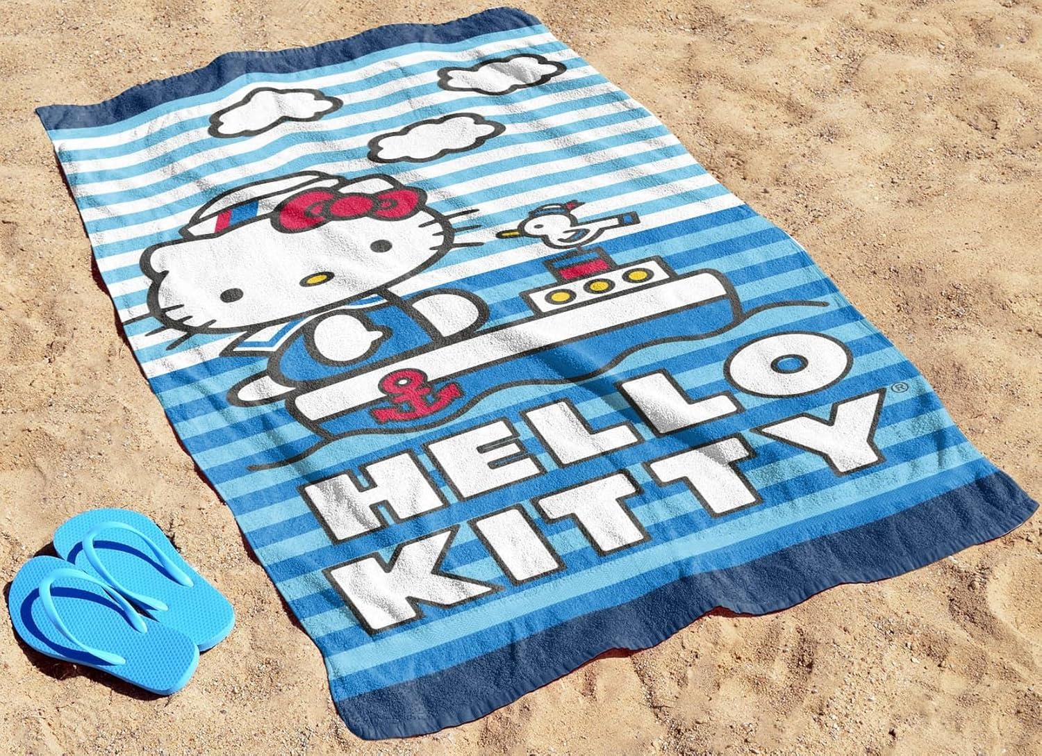 imageJay Franco Minecraft Creeper Kids Bath Pool Beach Towel  Super Soft ampamp Absorbent Blue 100 Cotton Towel Measures 28 x 58Blue  Hello Kitty 01